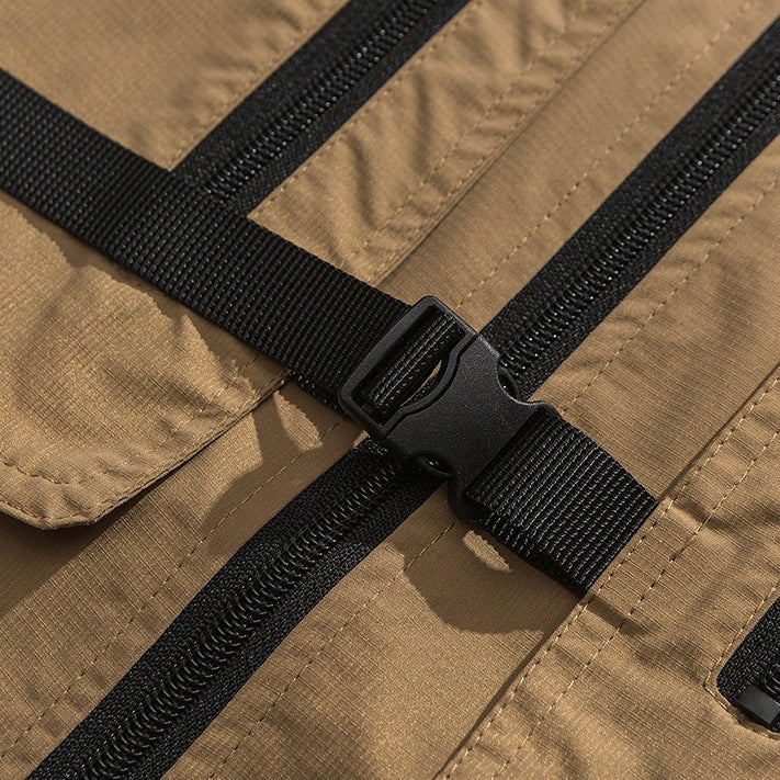 Stand collar vest with outdoor zip pocket