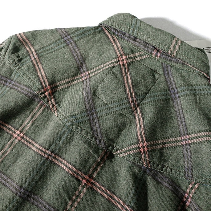 Fine brushed plaid button-down work shirt