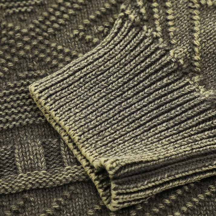 Distressed Ethnic Jacquard Sweater