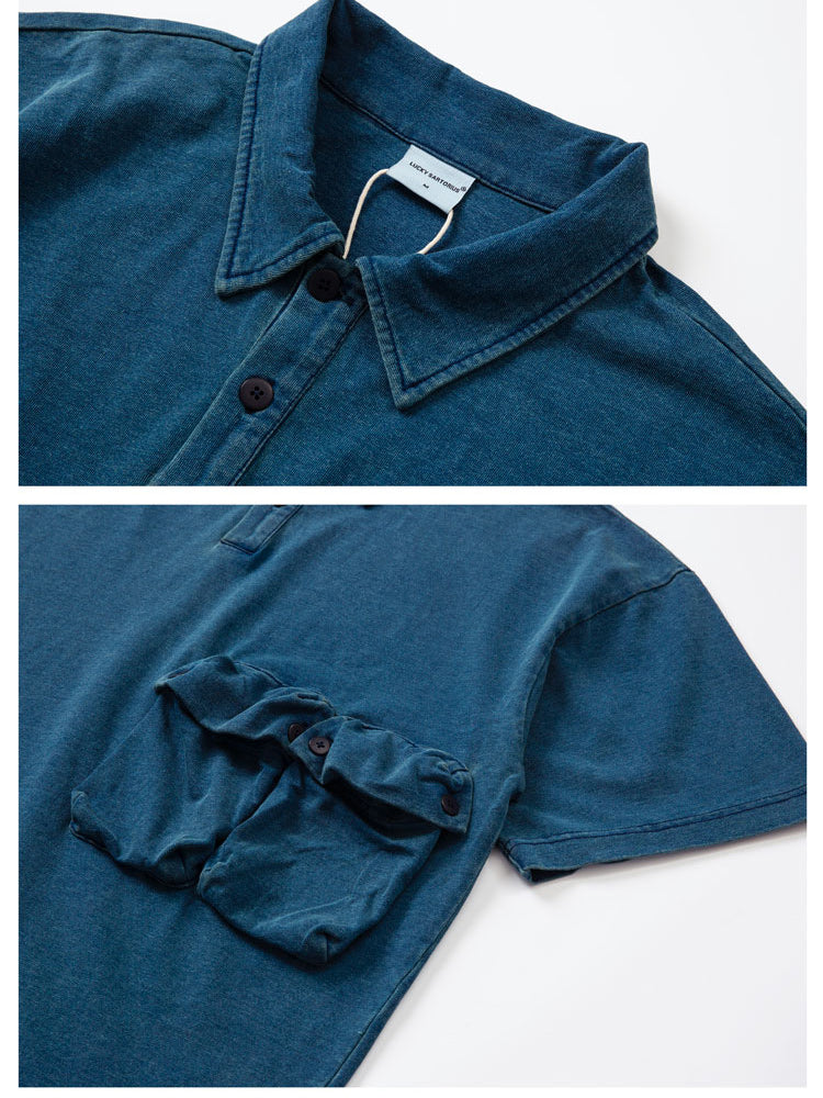Cityboy Aizome Multi Pocket Drop Shoulder Polo Shirt