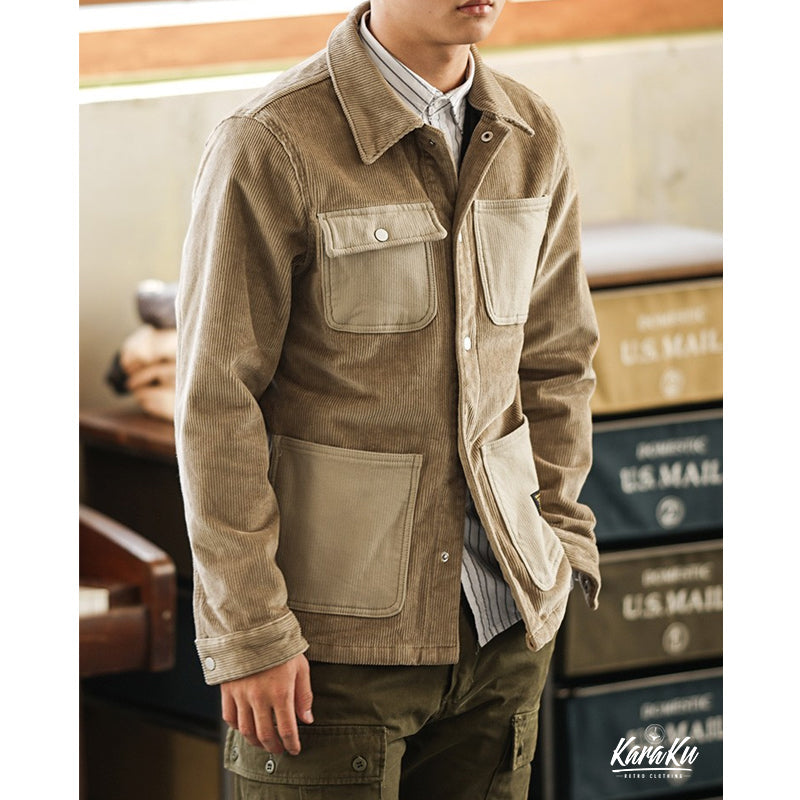 MULTI POCKET brushed back corduroy jacket
