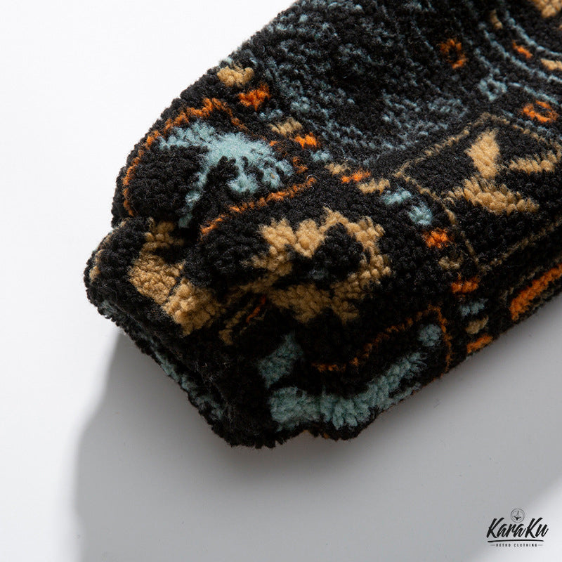 Ethnic style cotton fleece jacket