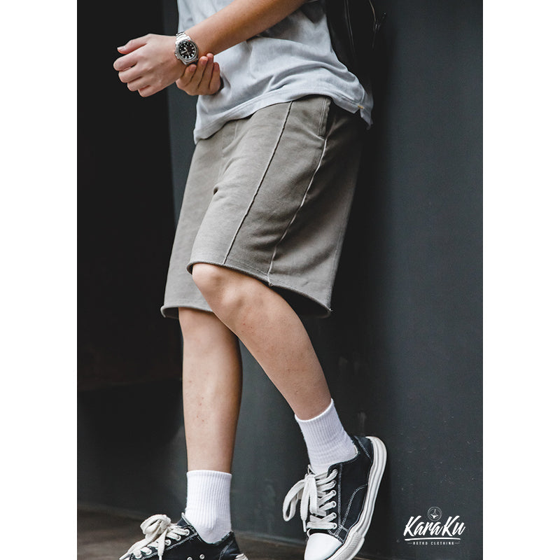 Heavyweight distressed knit shorts