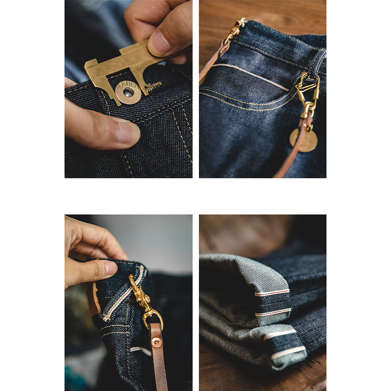 13.5oz retro red selvage raw denim straight pants
