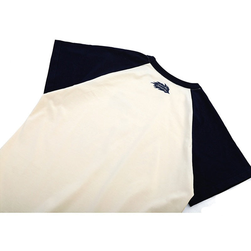 Chopper Rider Print Raglan Short Sleeve T-Shirt