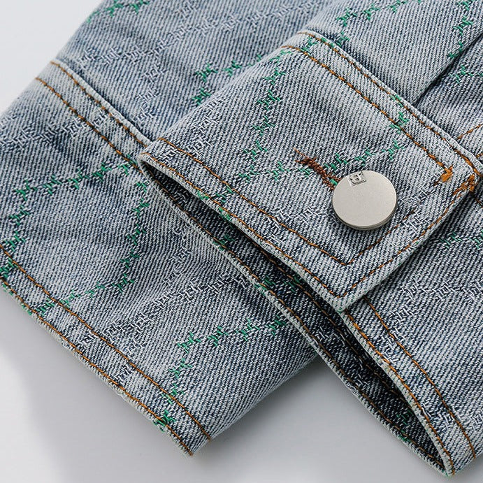 Ethnic embroidery patchwork sashiko denim jacket