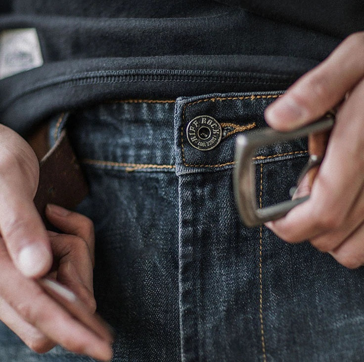 American casual damage straight denim pants