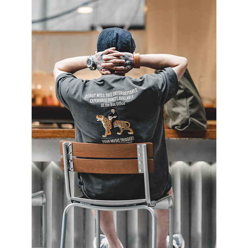 Heavyweight tatami stitch embroidered T-shirt