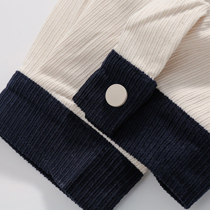 Embroidered corduroy color scheme switching jacket