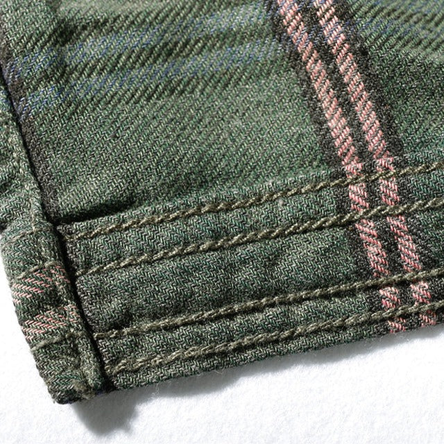 Fine brushed plaid button-down work shirt