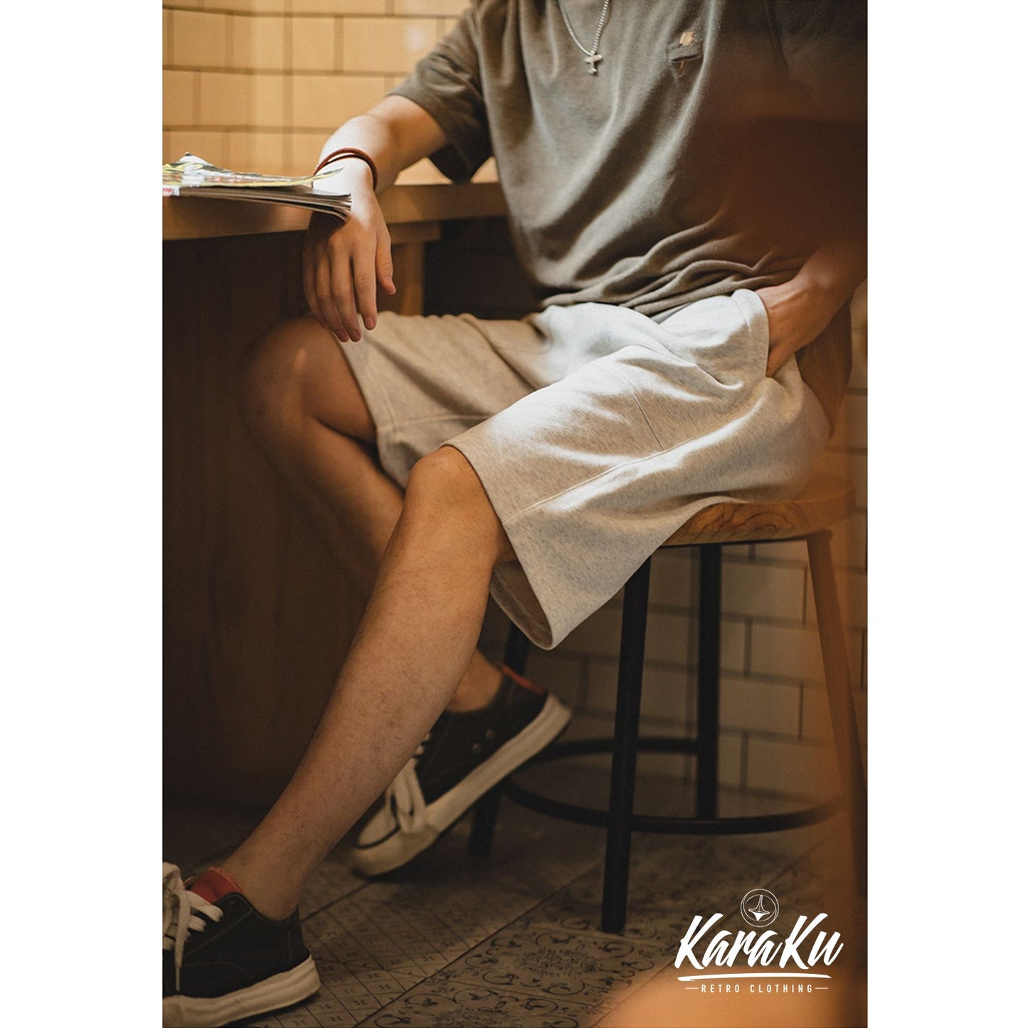 Heavyweight half length knit shorts