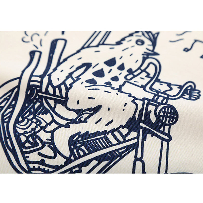 Chopper Rider Print Raglan Short Sleeve T-Shirt