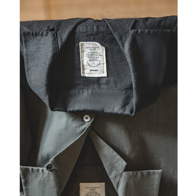 Drop shoulder cotton linen cuban shirt