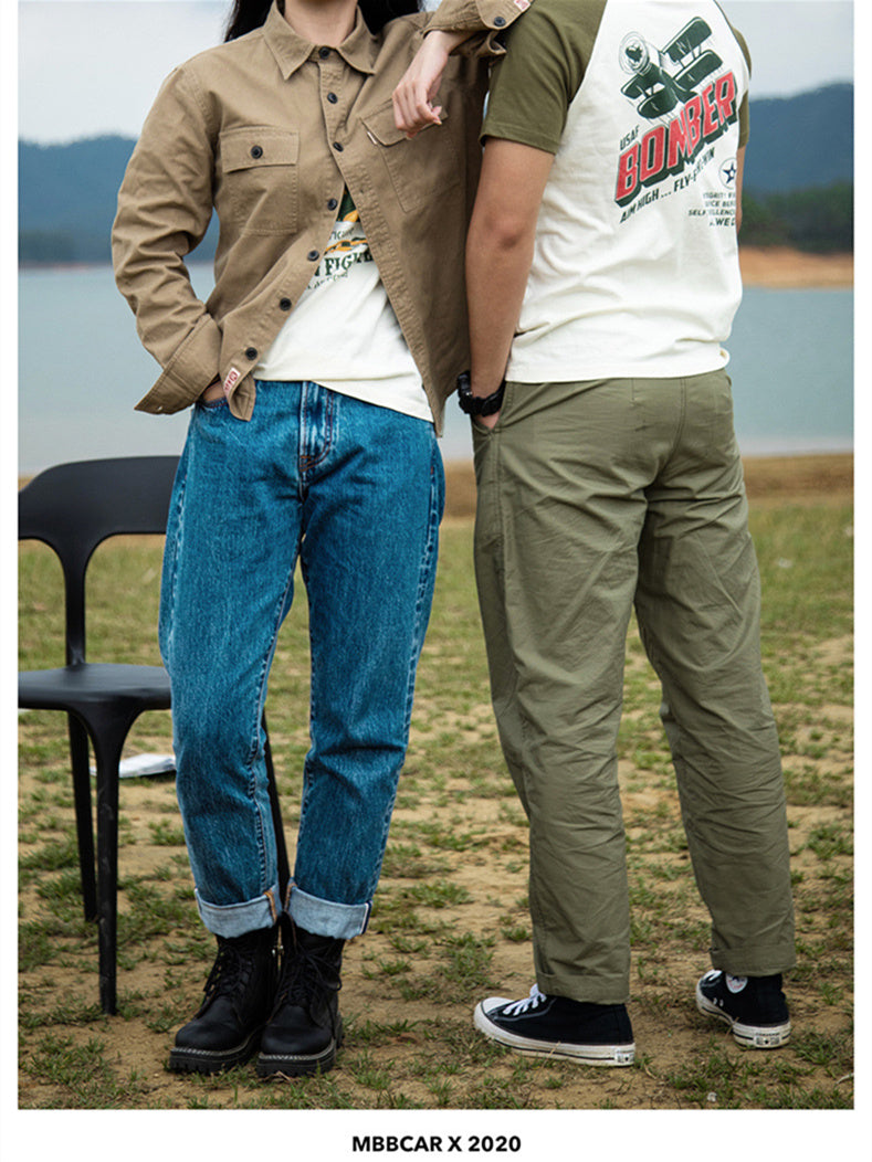 13.5oz red ear 9/4 length tapered denim pants
