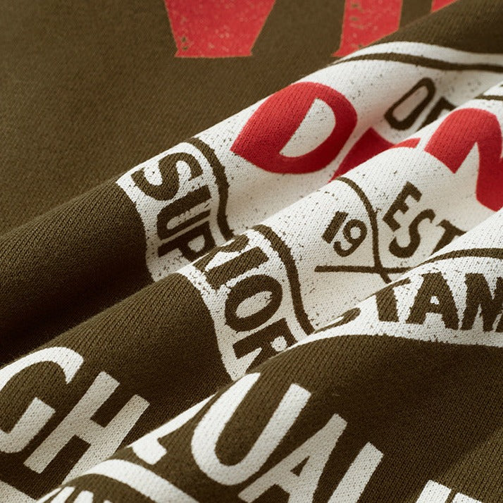 Pile-lined crew neck sweatshirt