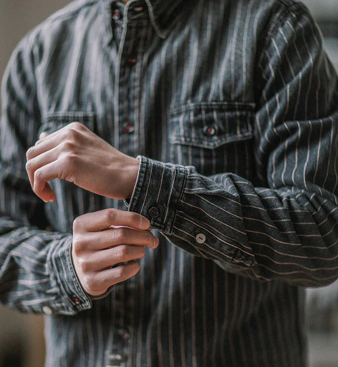 American casual striped denim shirt