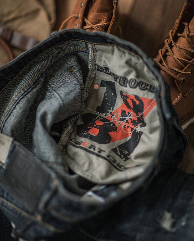 American casual damage straight denim pants