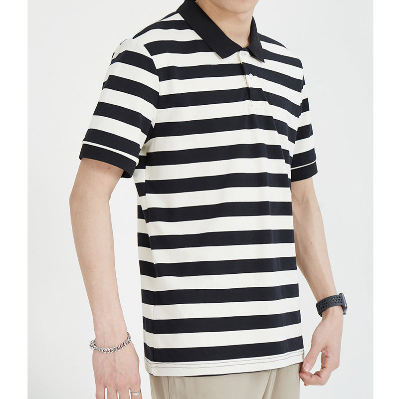 Fashion horizontal striped polo shirt