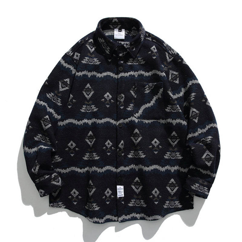 NAVAJO jacquard woven tweed shirt