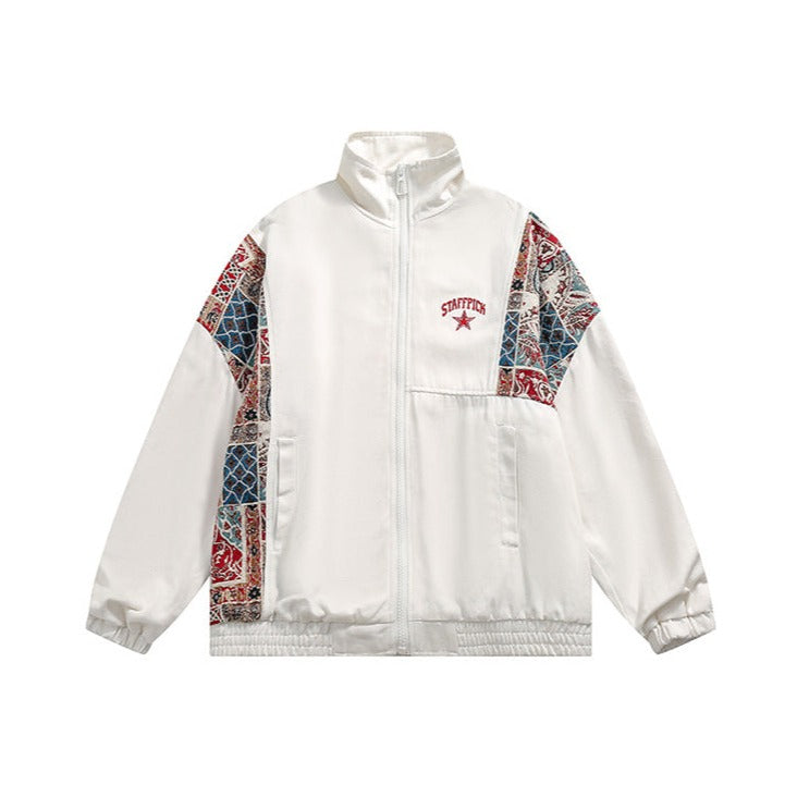 Ethnic jacquard switching track jacket
