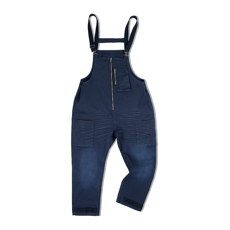 Denim three-dimensional beard processing deck overalls