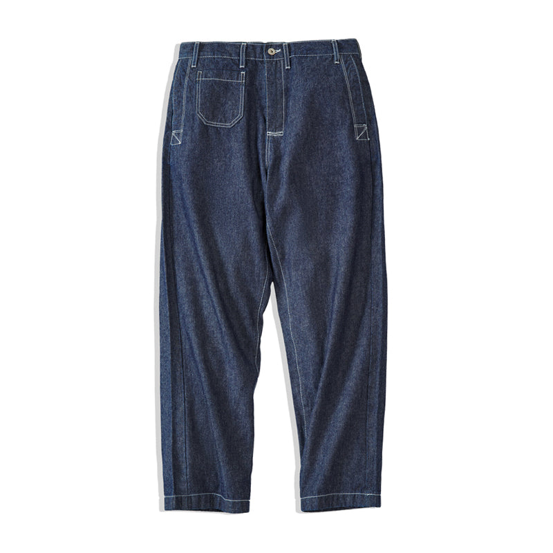 8.8OZ color combination stitch wide denim pants