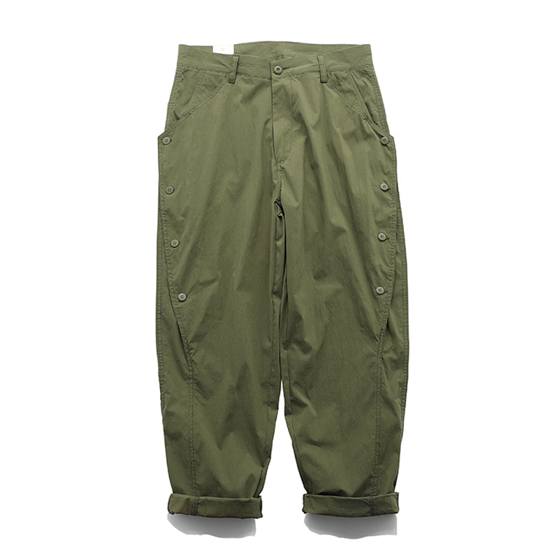 Military cargo pants with side buttons