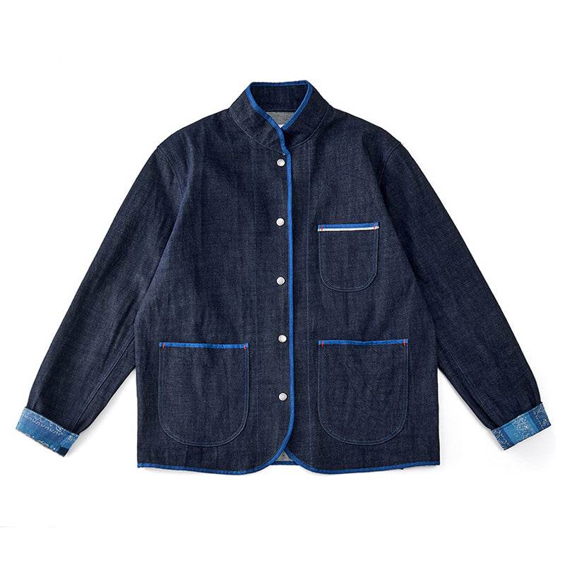 14oz Akamimi Indigo Dyed Denim China Jacket