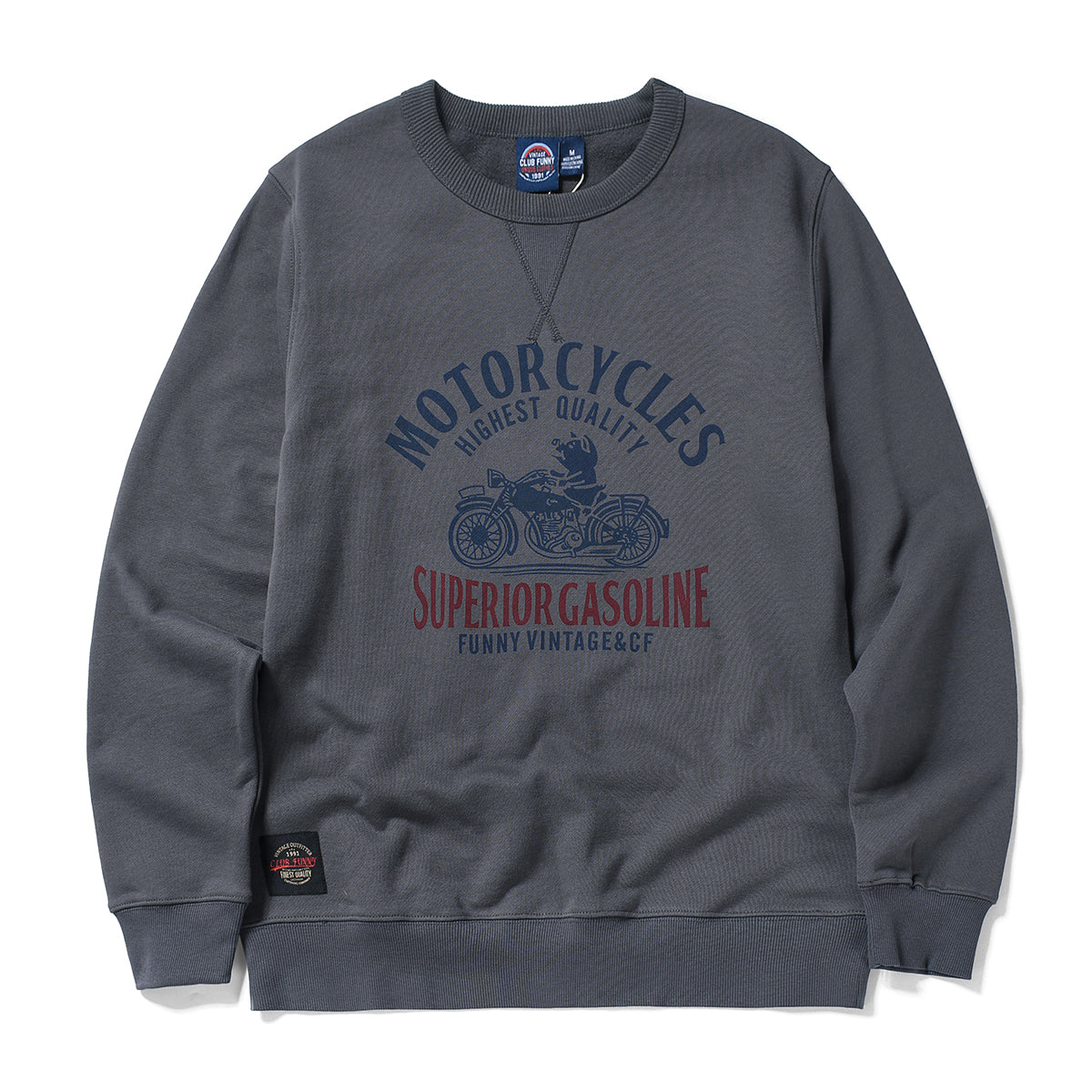 USNAVY back pile biker print sweat