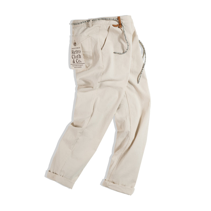 Natural cotton canvas trousers