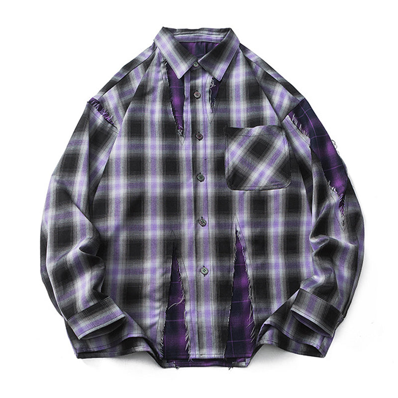 Distressed Layered Plaid Shirt
