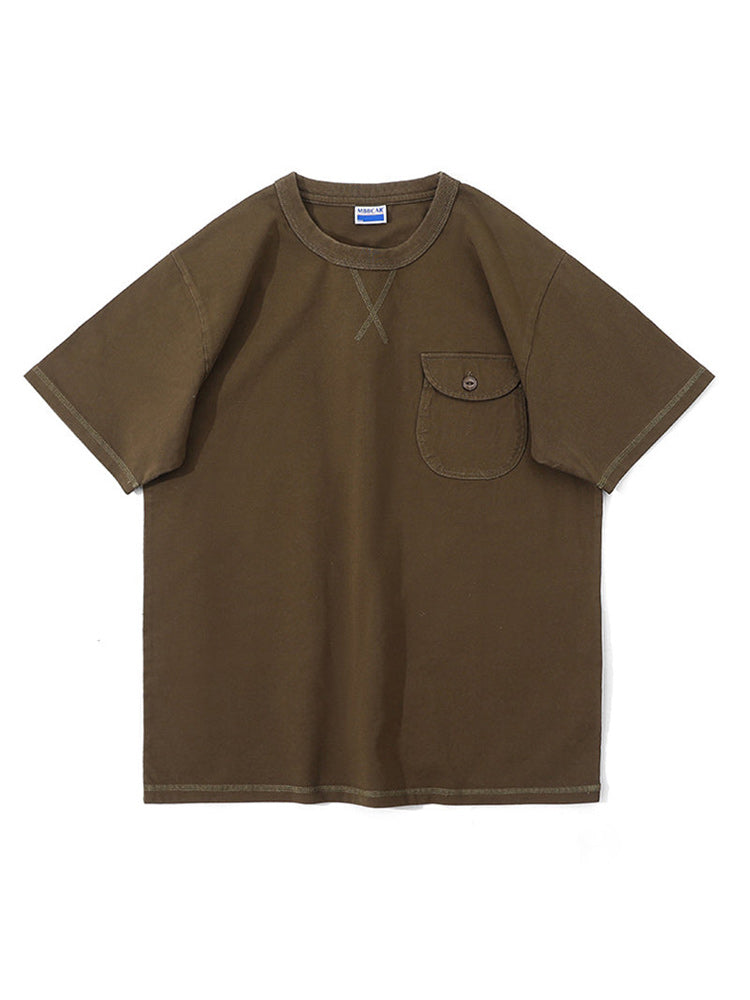 One point heavyweight plain short-sleeved T-shirt