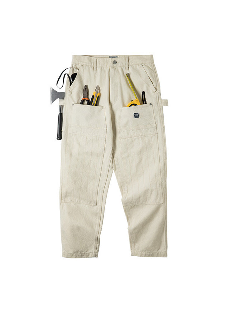 Multi-pocket straight painter pants