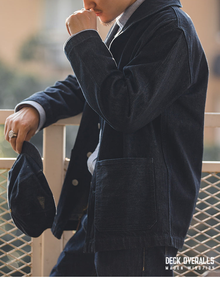Simple classic denim jacket coverall