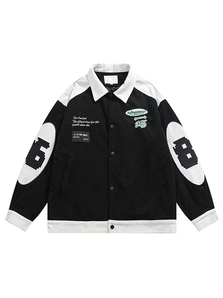 Embroidered corduroy color scheme switching jacket