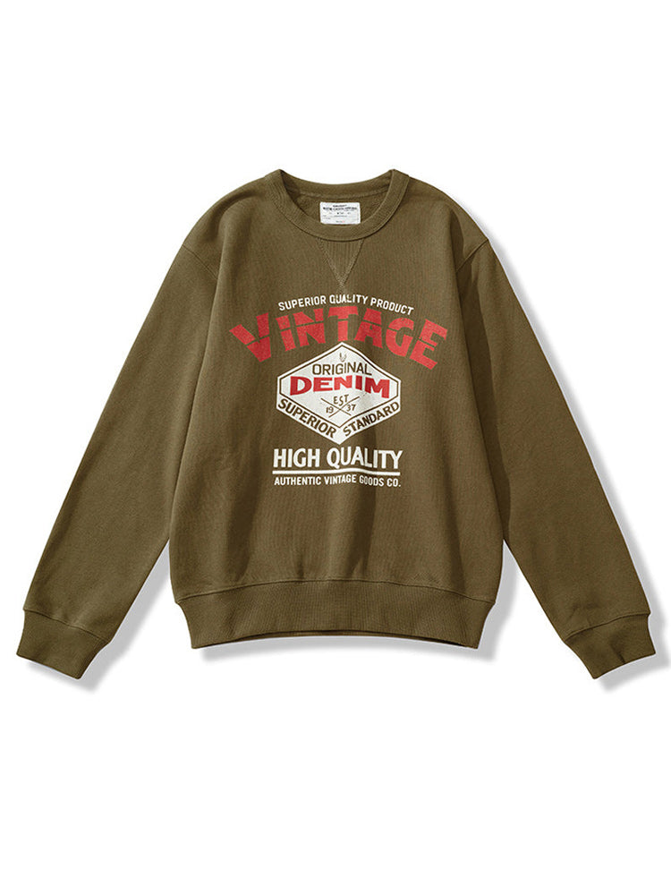 Pile-lined crew neck sweatshirt