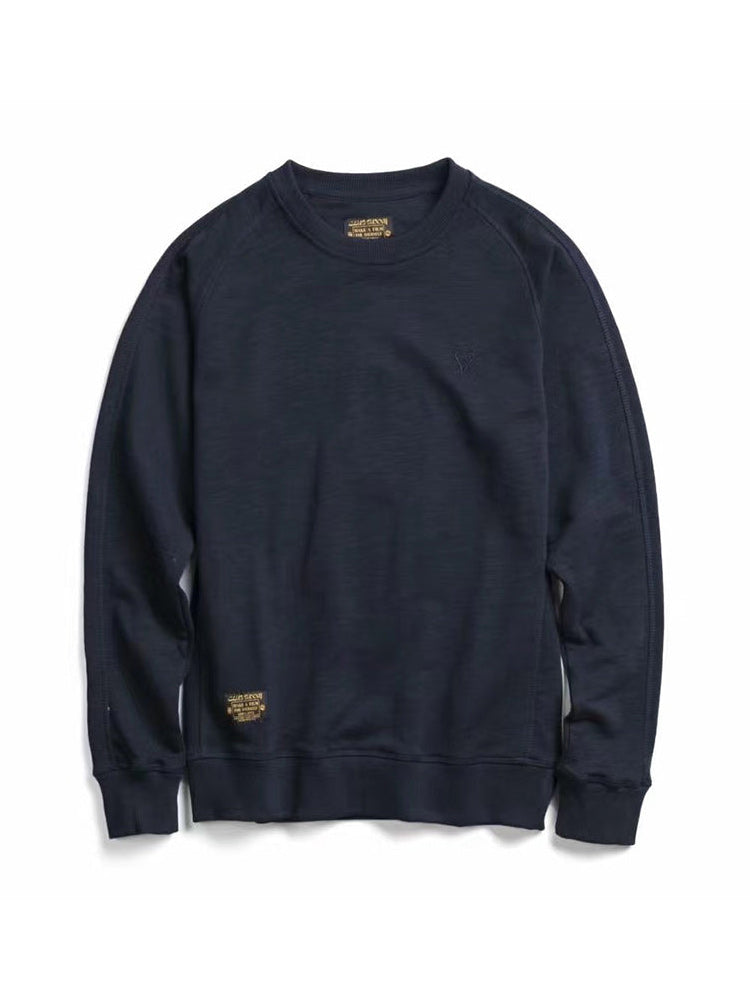 Deer embroidery back pile raglan sleeve sweat