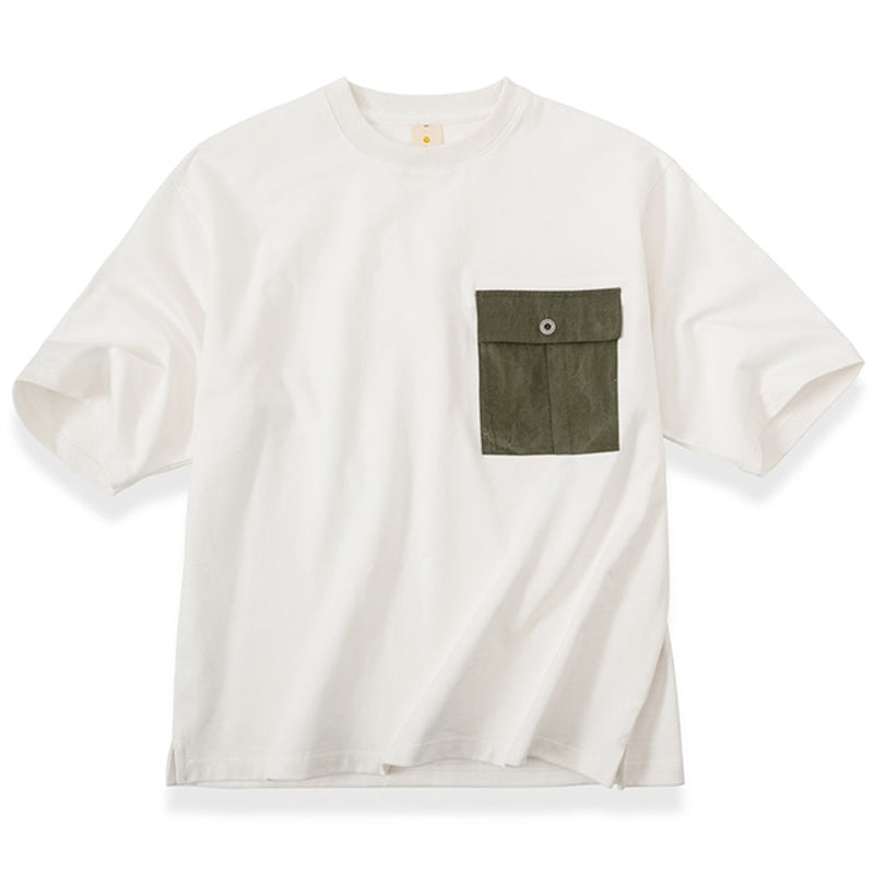 360g Heavyweight White T-shirt Military Pocket