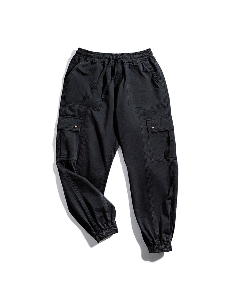American casual cargo jogger pants with 6 pockets