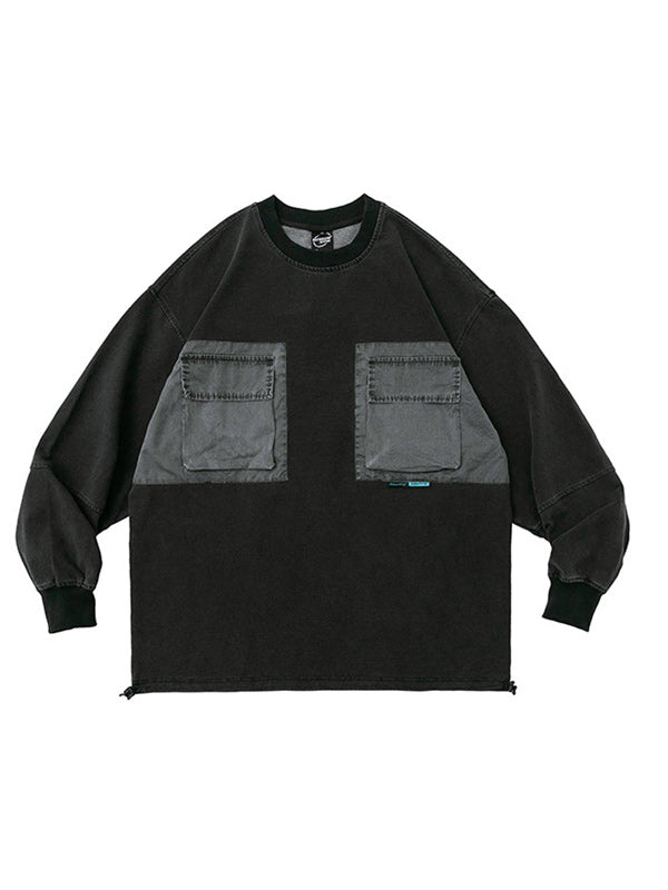 Washed denim sweatshirt with pocket