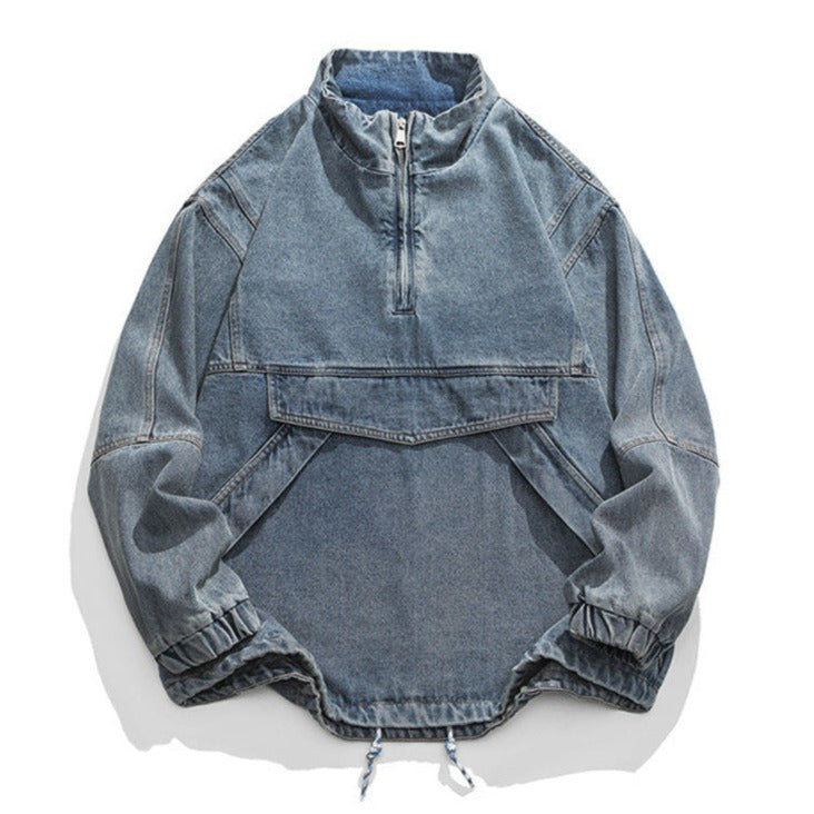 Cityboy washed denim half-zip jacket
