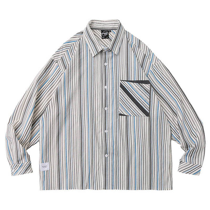 Color Scheme Pocket Colorful Striped Shirt