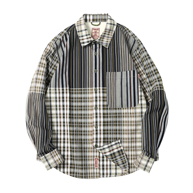 Yarn-dyed multi-stripe and check shirt