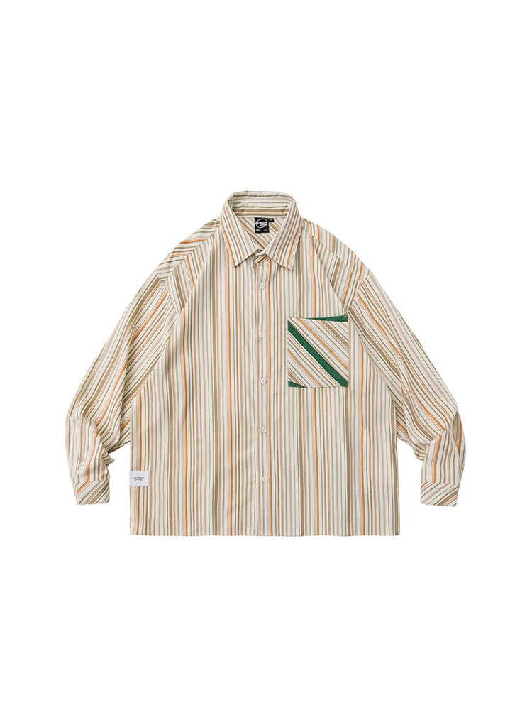 Color Scheme Pocket Colorful Striped Shirt