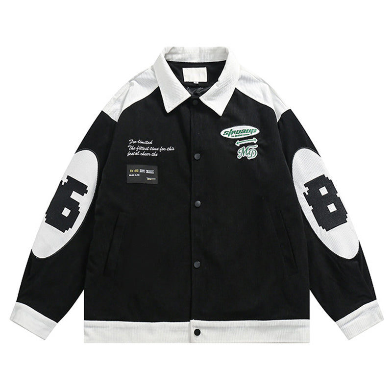 Embroidered corduroy color scheme switching jacket