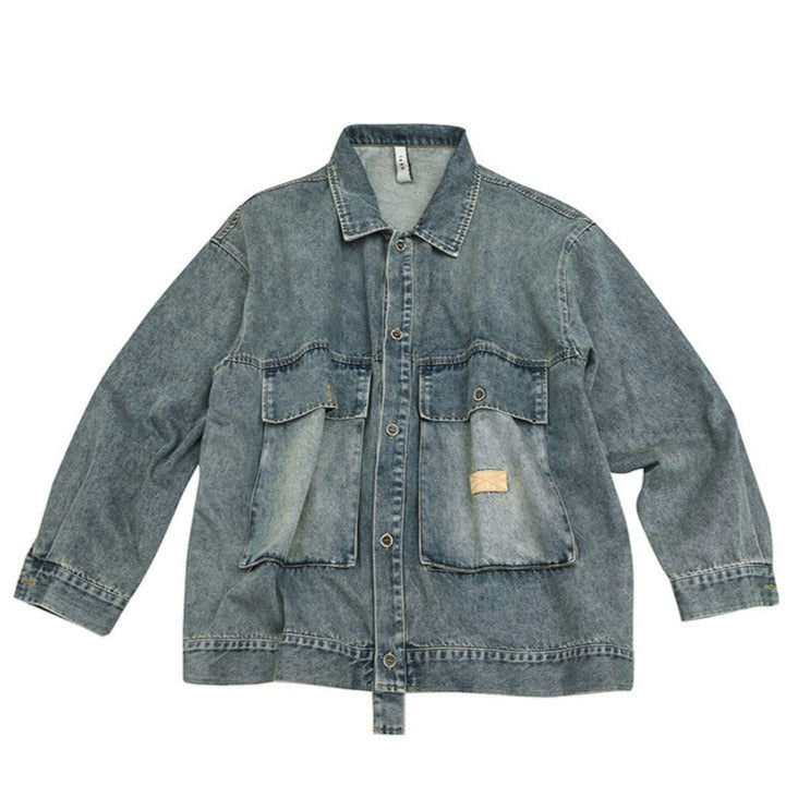 LARGE POCKET WASHED DENIM JACKET