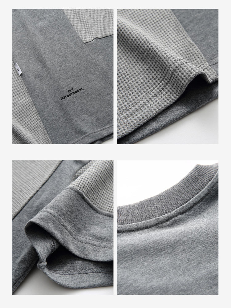 ワッフルパッチワーク 配色切替Tシャツ