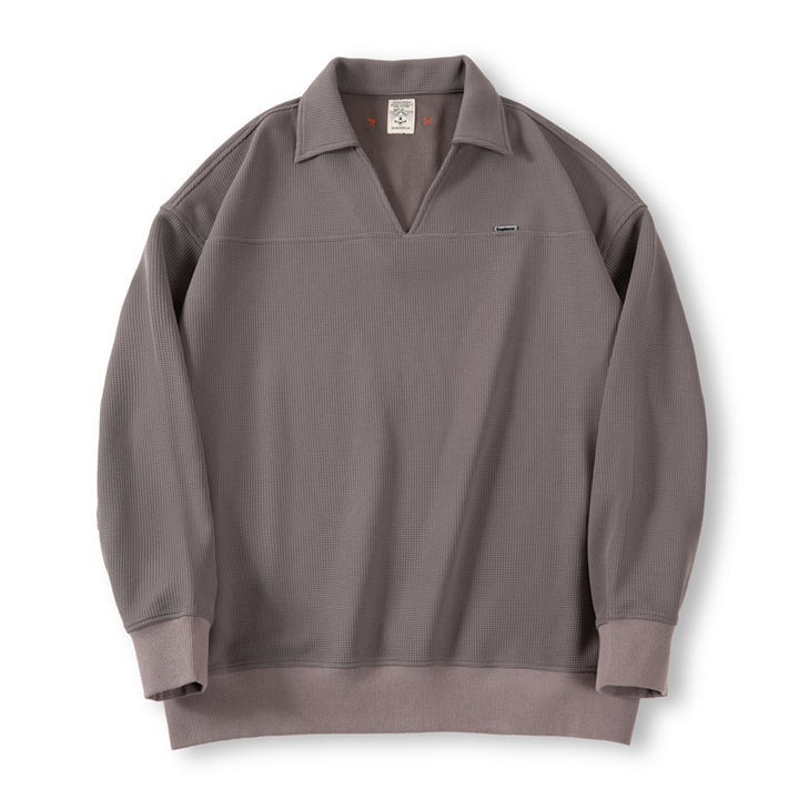 Waffle open collar polo shirt available in 3 colors