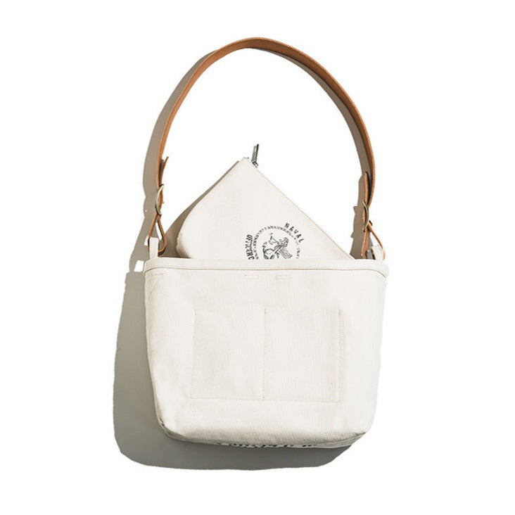 Leather strap Heavyweight cotton canvas bag-in-bag