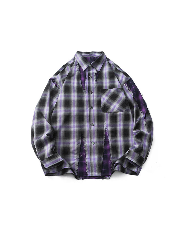 Distressed Layered Plaid Shirt